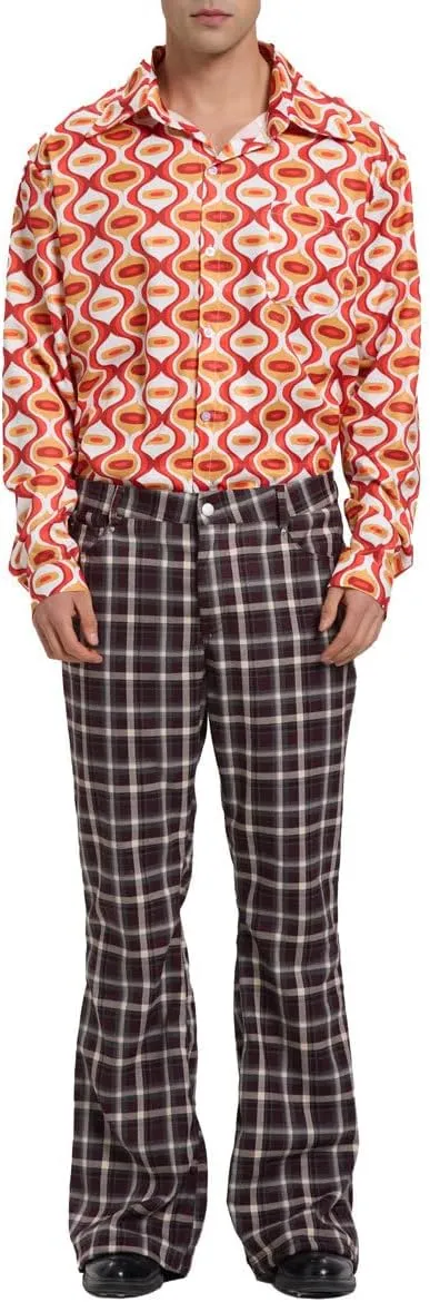 Men's Flared Trousers 70s Outfits Bell Bottom Classic Flared Disco Denim Pants,Vintage Pants, Used Look Flared Jeans