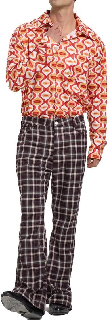 Men's Flared Trousers 70s Outfits Bell Bottom Classic Flared Disco Denim Pants,Vintage Pants, Used Look Flared Jeans