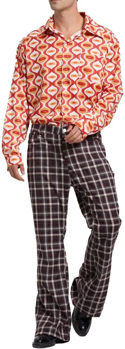 Men's Flared Trousers 70s Outfits Bell Bottom Classic Flared Disco Denim Pants,Vintage Pants, Used Look Flared Jeans