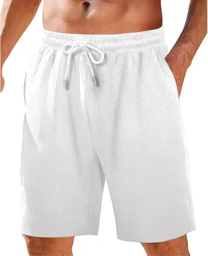 Men's Hiking Cargo Shorts Stretch Tactical Outdoor Work Shorts Below Knee Lightweight Linen Pants with Multi Pockets