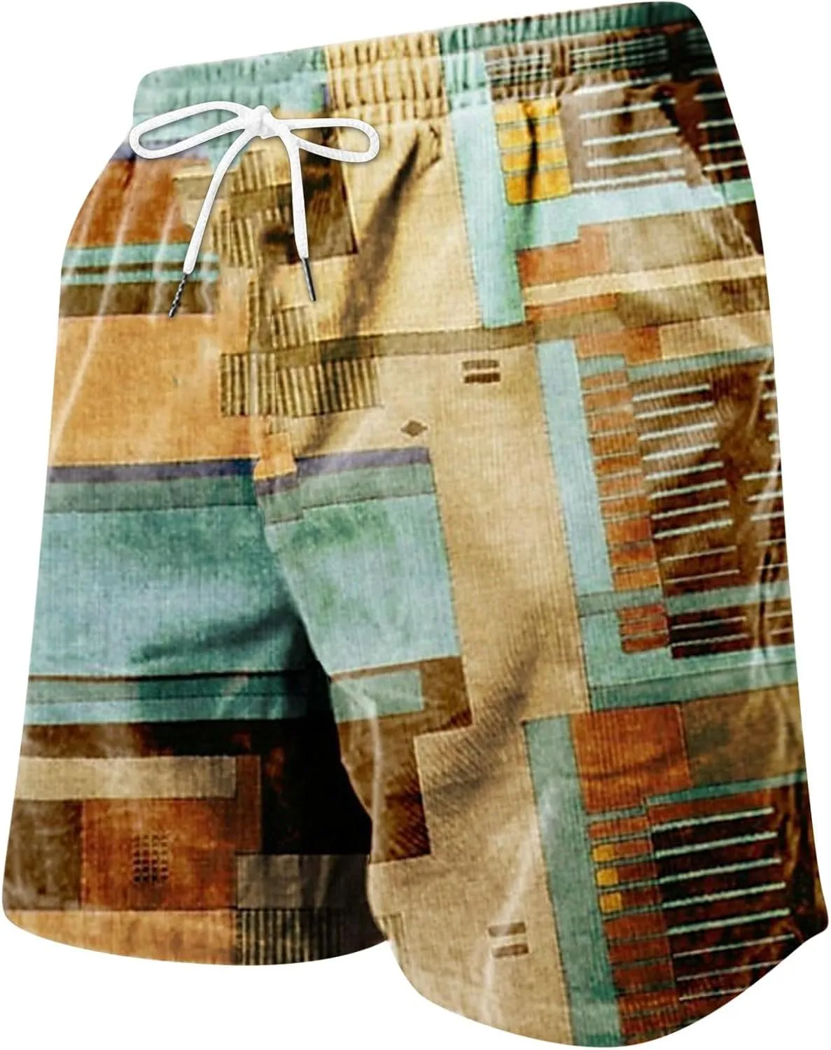 Mens Linen Cotton Gingham Shorts Lightweight Summer Plaid Beach Wear Big and Tall Casual Workout Board shorts