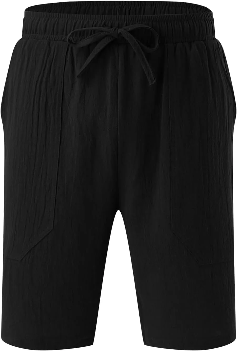 Men's Linen Shorts Casual Elastic Waist Drawstring Bermuda Pants Summer Beach Vacation Yoga Golf Shorts with Pockets