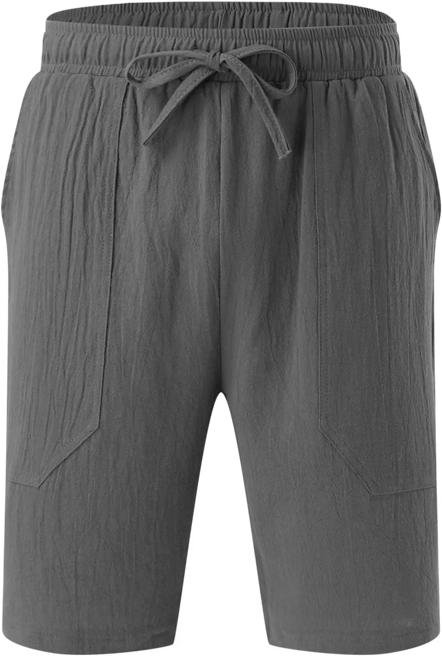 Men's Linen Shorts Casual Elastic Waist Drawstring Bermuda Pants Summer Beach Vacation Yoga Golf Shorts with Pockets