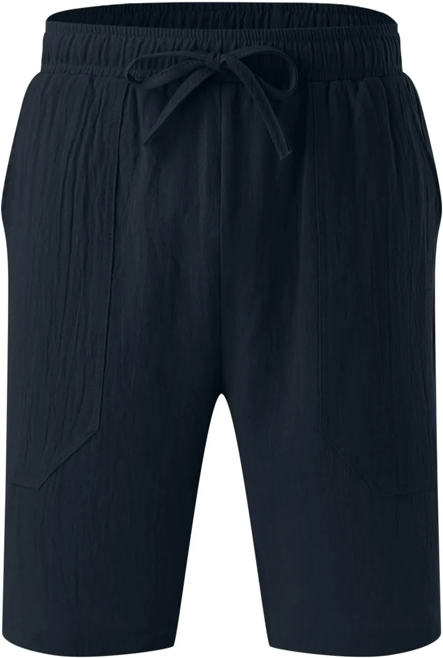 Men's Linen Shorts Casual Elastic Waist Drawstring Bermuda Pants Summer Beach Vacation Yoga Golf Shorts with Pockets