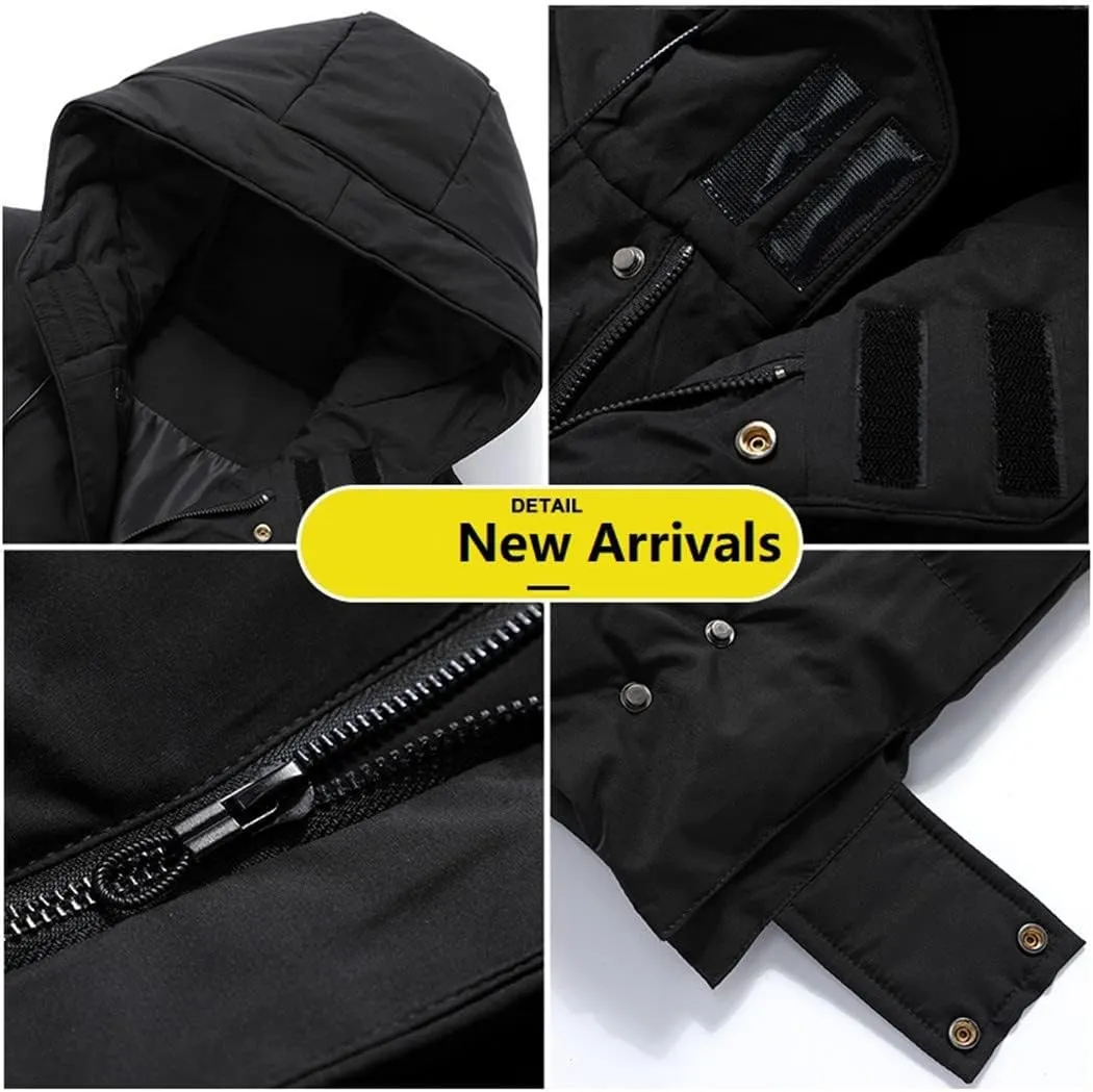 Men's Long Coat Winter Cotton Padded Jacket Hood Parka Outerwear Thick Warm Windbreaker