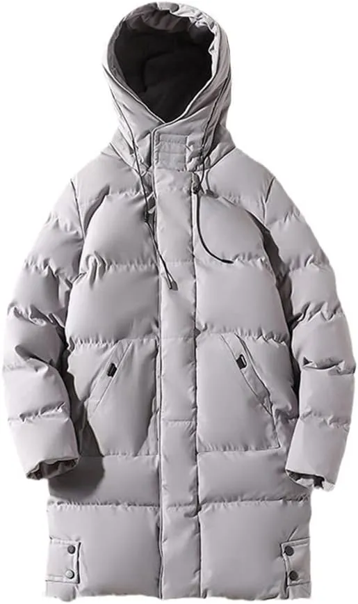 Men's Long Coat Winter Cotton Padded Jacket Hood Parka Outerwear Thick Warm Windbreaker