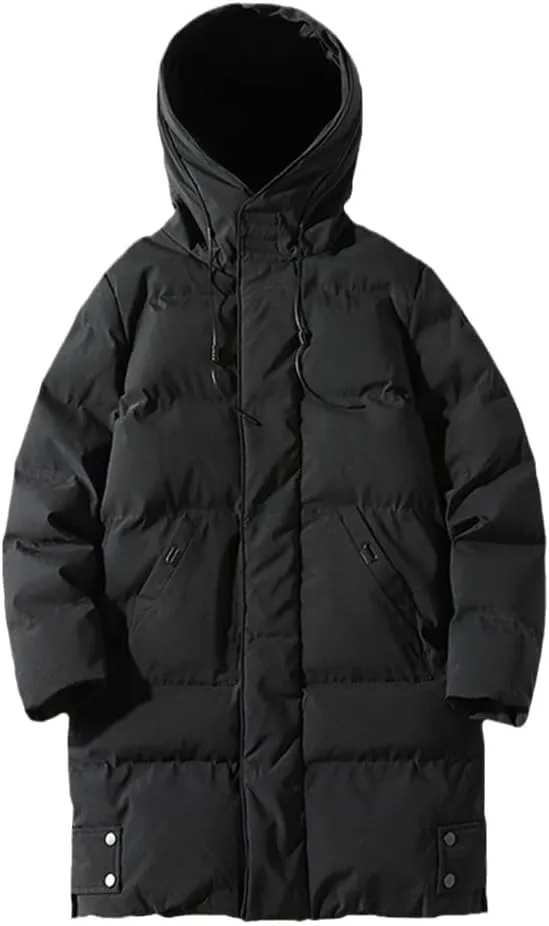 Men's Long Coat Winter Cotton Padded Jacket Hood Parka Outerwear Thick Warm Windbreaker