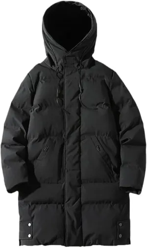 Men's Long Coat Winter Cotton Padded Jacket Hood Parka Outerwear Thick Warm Windbreaker