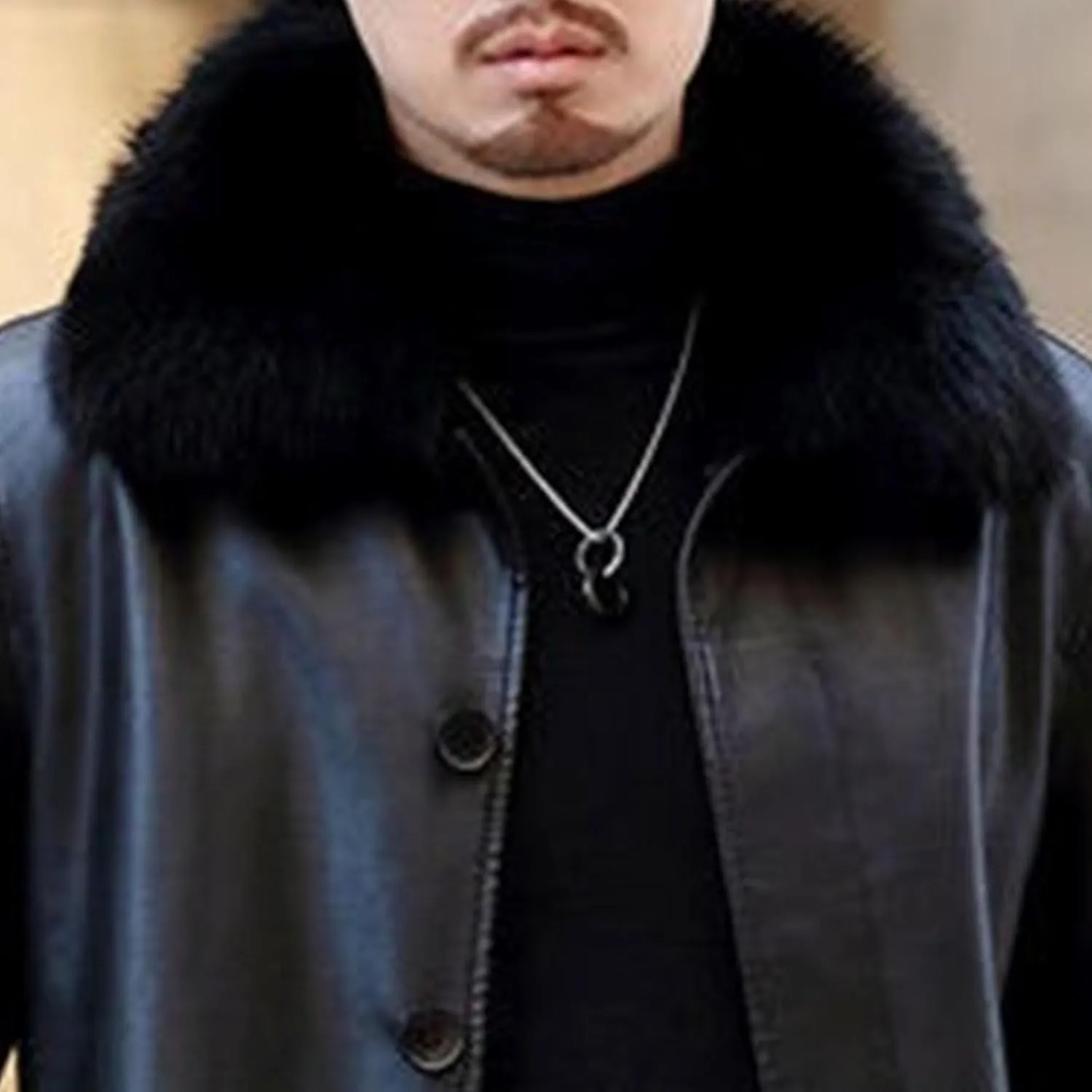 Mens Long Warm Leather Coat Winter Thicken Bomber PU Jacket Button Style Motorcycle Leathers Coats