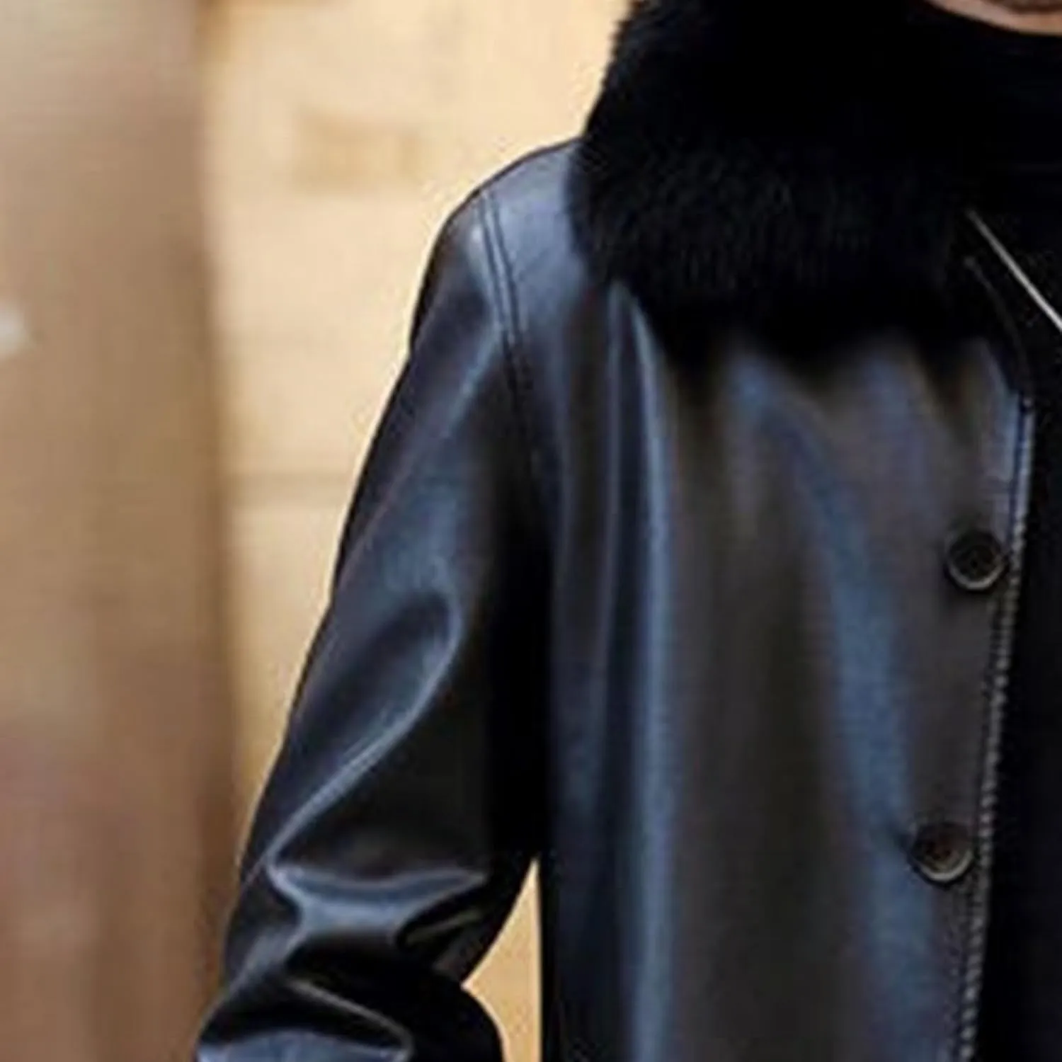 Mens Long Warm Leather Coat Winter Thicken Bomber PU Jacket Button Style Motorcycle Leathers Coats