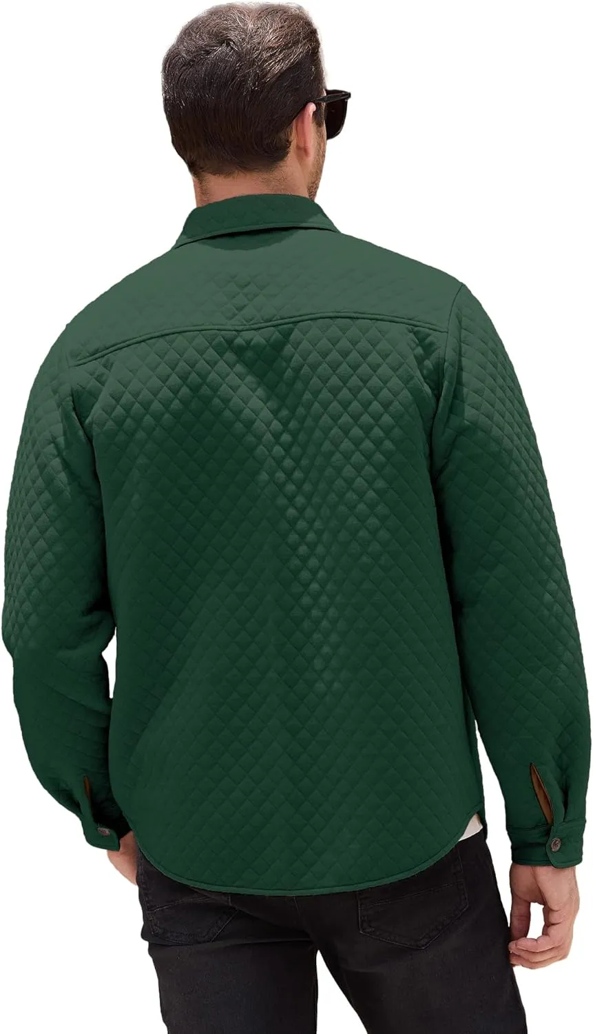 Mens Shacket Long Sleeve Shirt Jacket with Pockets Lightweight Quilted Overshirt