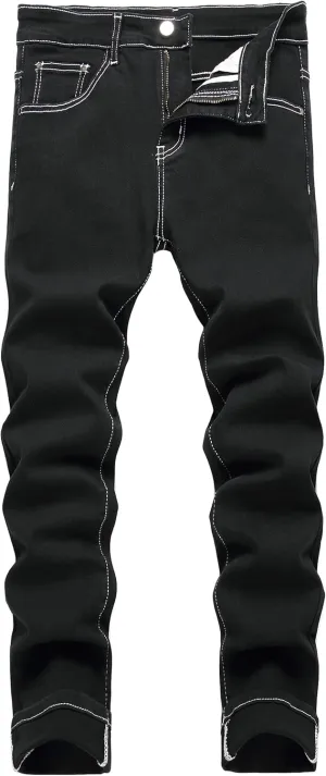 Men's Slim Fit Stretch Jeans Ripped Skinny Jeans for Men, Fashion Straight Leg Comfort Flex Waist Cargo Denim Pants