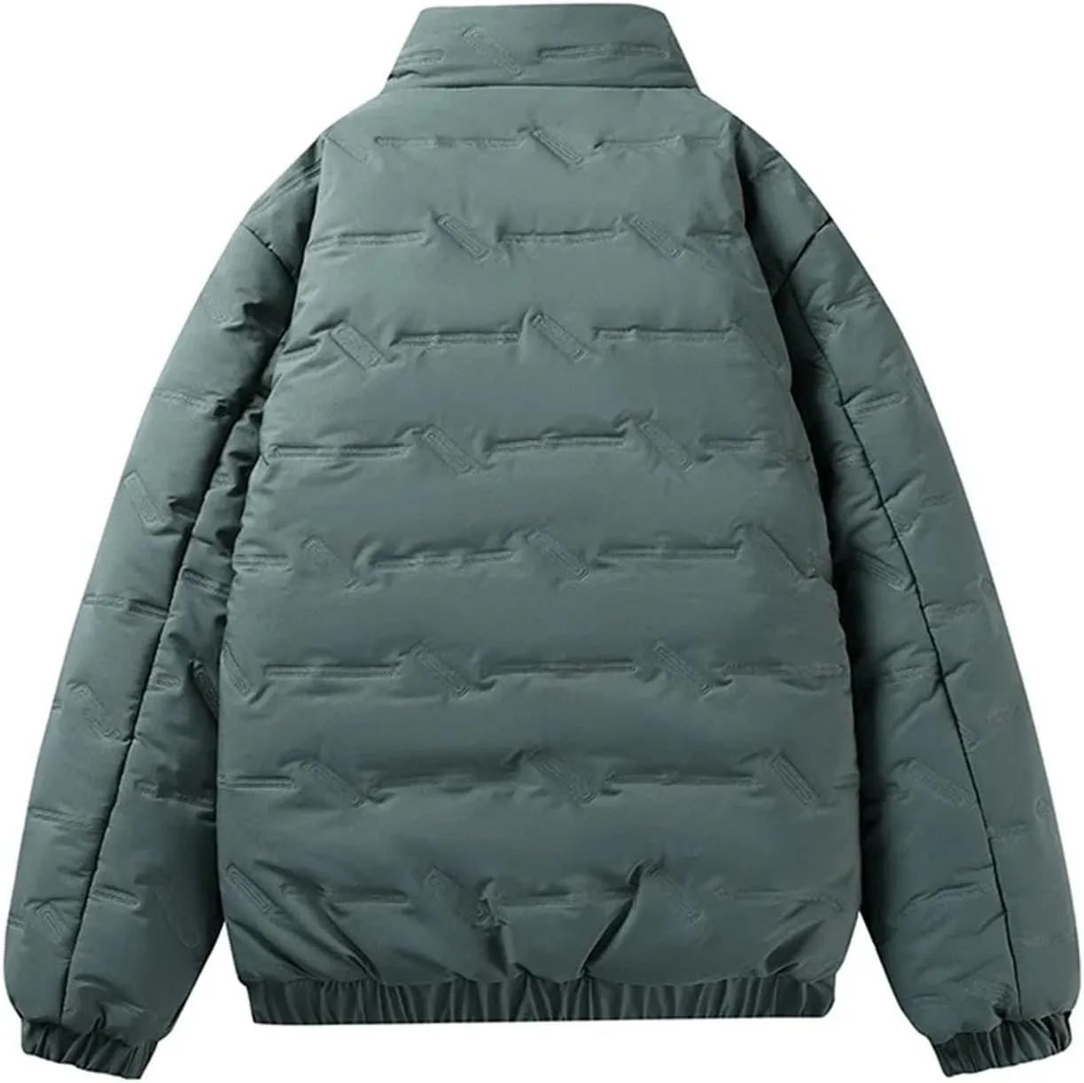 Men's Solid Stand Collar Zipper Cotton-Padded Vintage Thick Warm Outdoor Plush Parka Coat