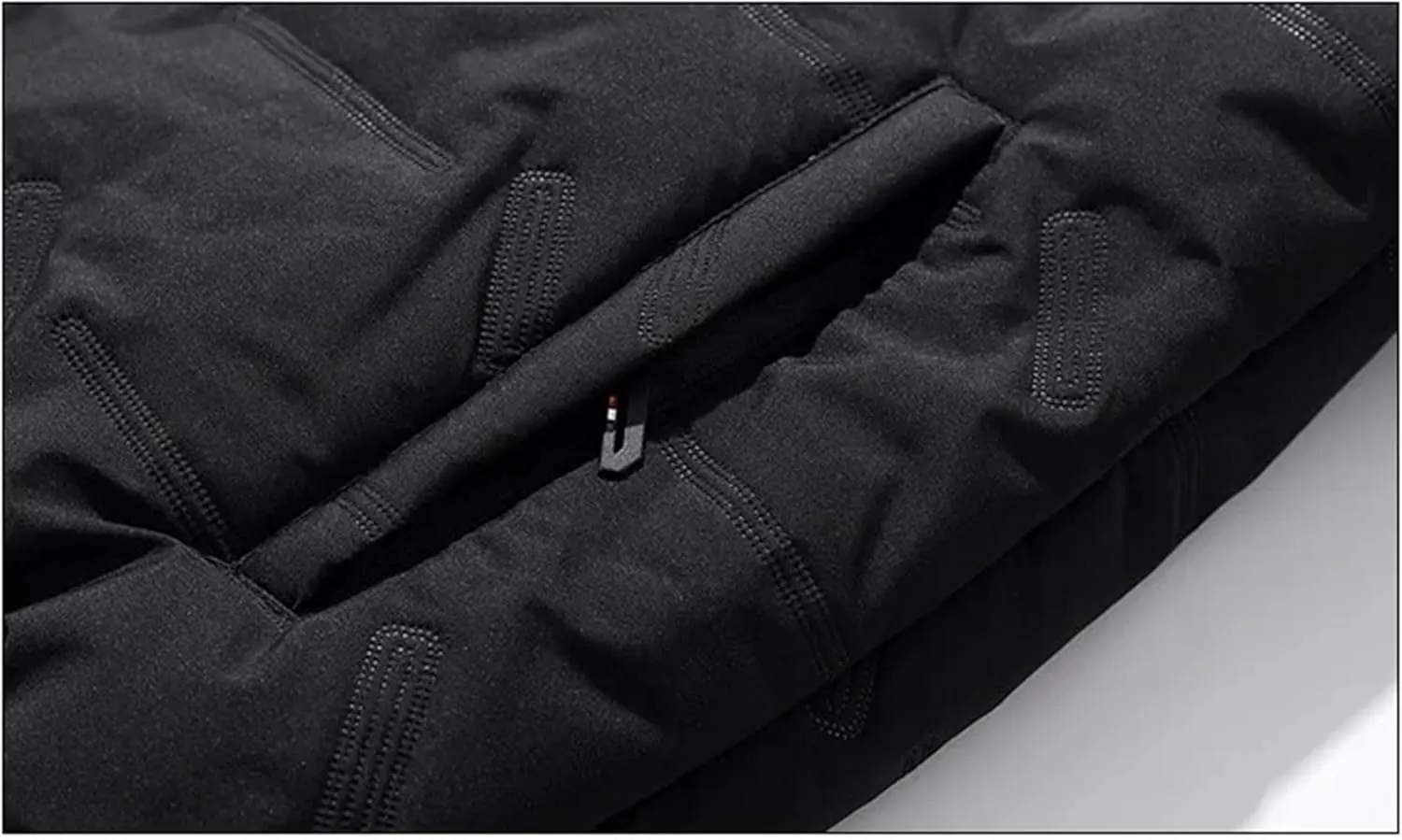 Men's Solid Stand Collar Zipper Cotton-Padded Vintage Thick Warm Outdoor Plush Parka Coat