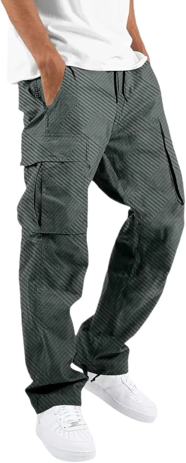 Men's Sport Fitness Loose Running Casual Drawstring Track Pants