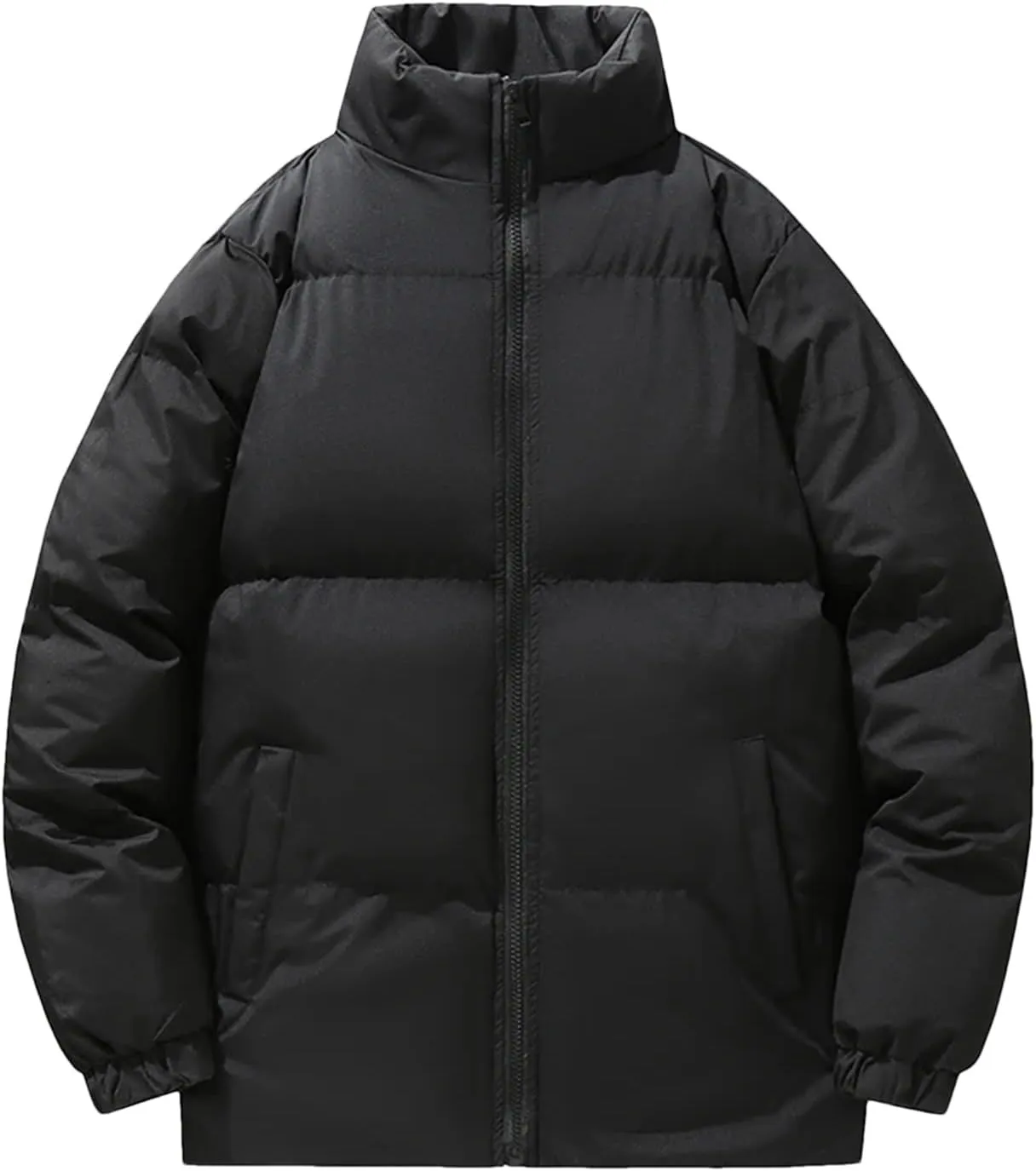 Mens Stand Collar Outerwear Cotton Padded Jacket Long Solid Color Winter Men Loose Bread Coats