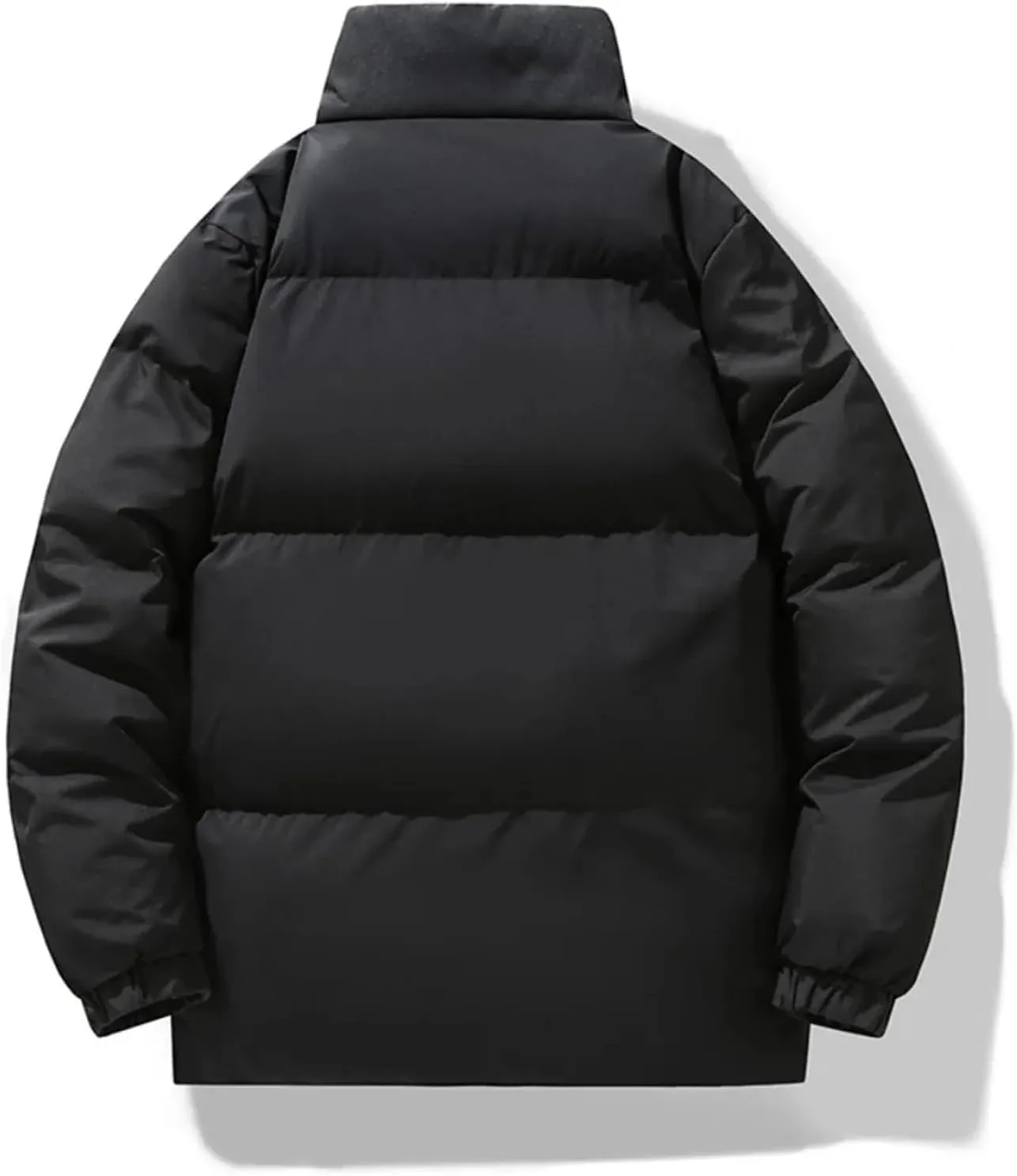 Mens Stand Collar Outerwear Cotton Padded Jacket Long Solid Color Winter Men Loose Bread Coats