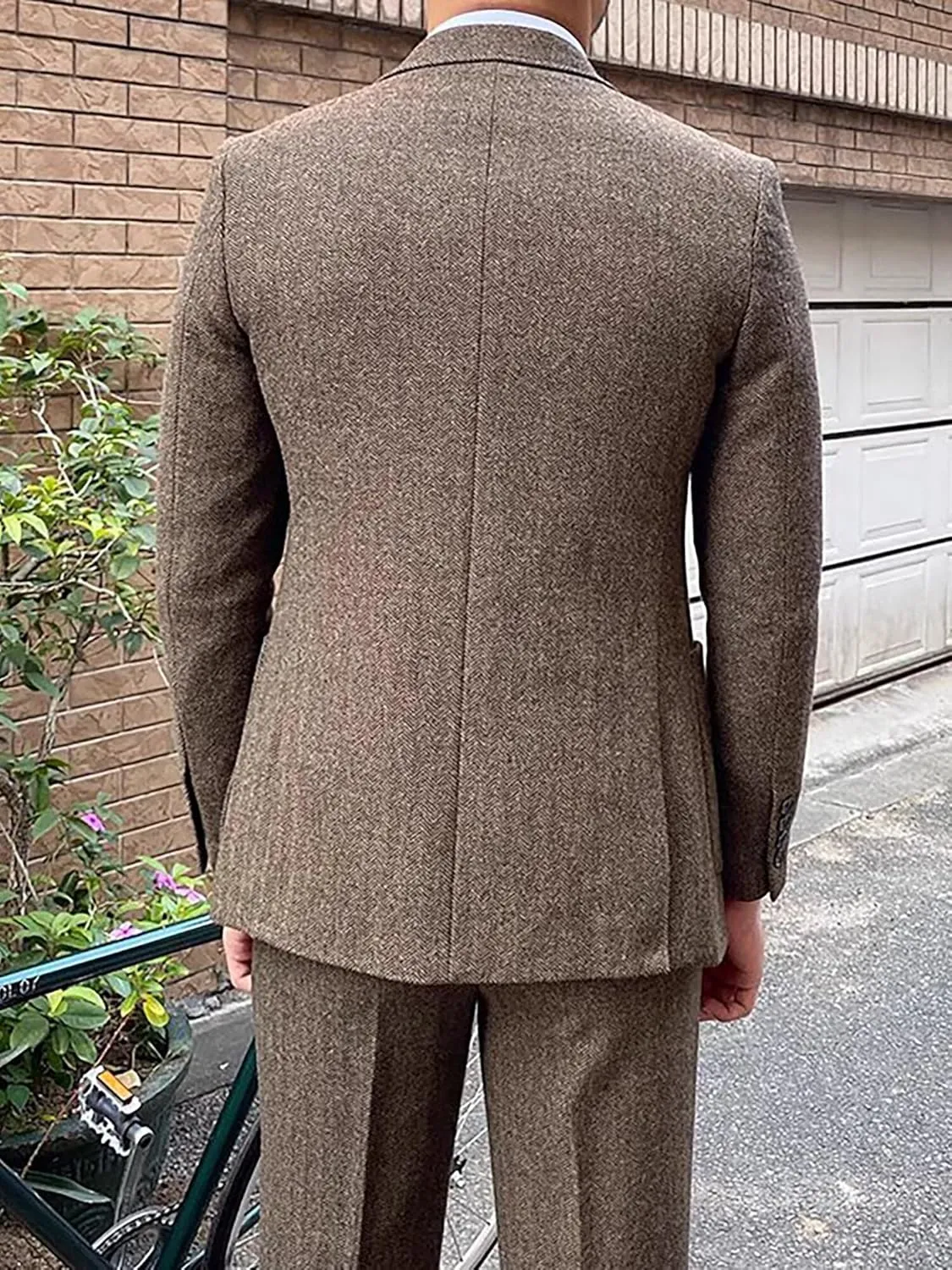 Men's Suit 3 Piece Herringbone Tweed Suit for Men Slim Fit Suit Set Formal Wedding Prom Tuxedo Business Tweed Suit