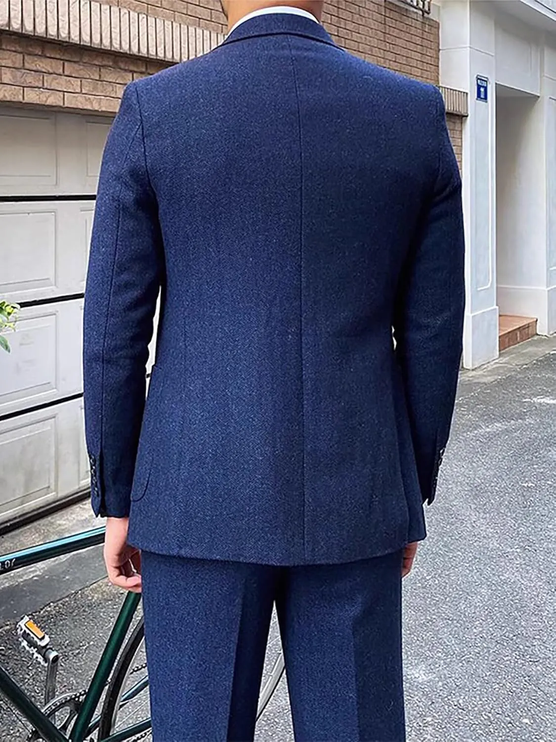 Men's Suit 3 Piece Herringbone Tweed Suit for Men Slim Fit Suit Set Formal Wedding Prom Tuxedo Business Tweed Suit