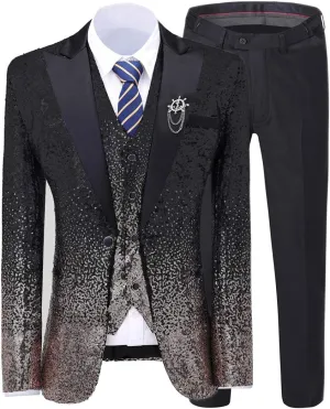 Men's Suit 3 Pieces Shiny Sequin Mens Suit Notch Lapel Tuxedo Wedding Formal Suit