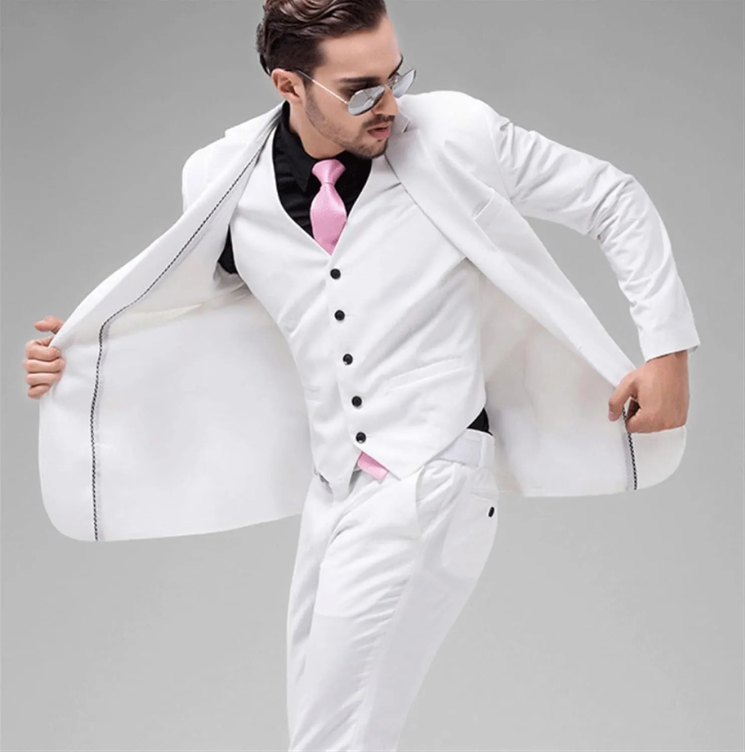 Men's Suit Set Formal Suit Jacket Pants Slim Business Tuxedo 2 Piece Suit Wedding