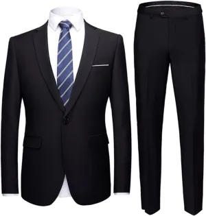 Men's Suit Set Formal Suit Jacket Pants Slim Business Tuxedo 2 Piece Suit Wedding