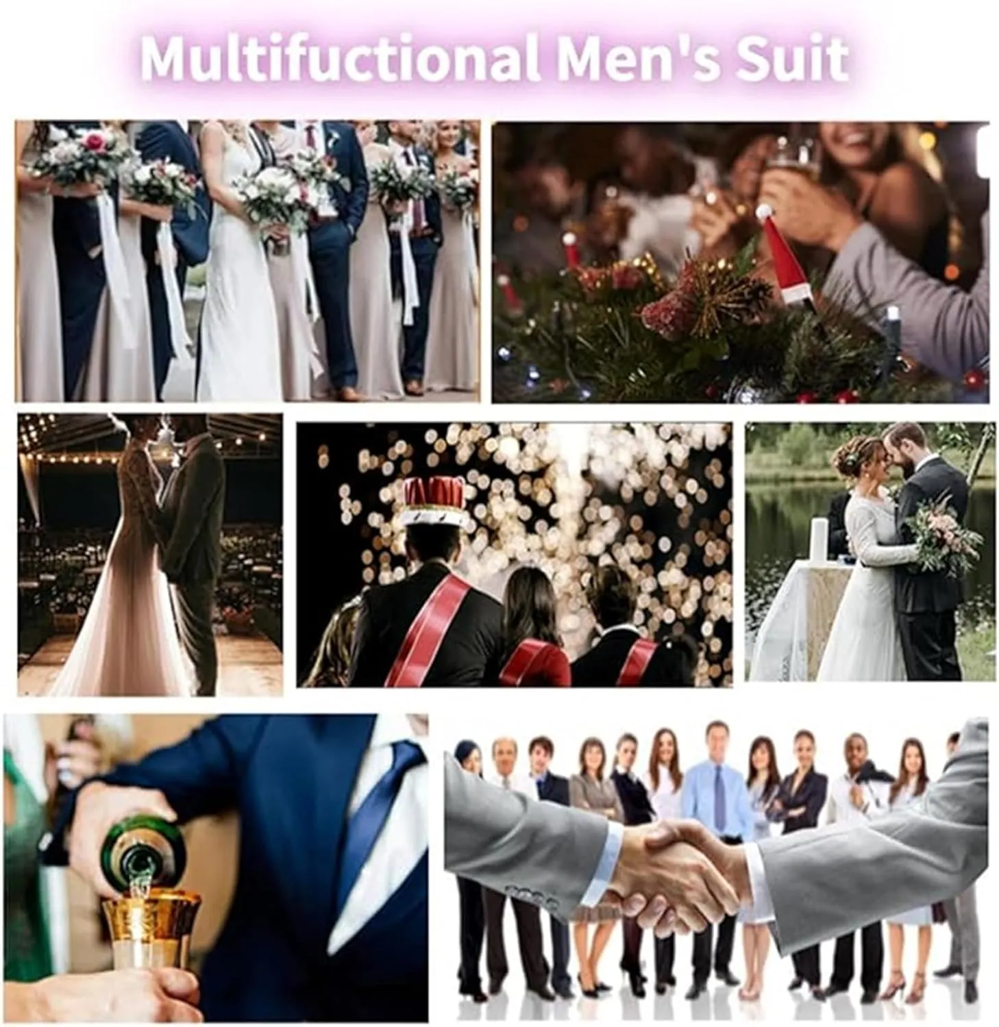 Mens Suit Slim Fit Double Breasted Suit for Men,2 Piece Suit Tuxedo Blazer Pants Suit Set for Wedding