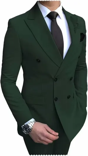 Mens Suit Slim Fit Double Breasted Suit for Men,2 Piece Suit Tuxedo Blazer Pants Suit Set for Wedding