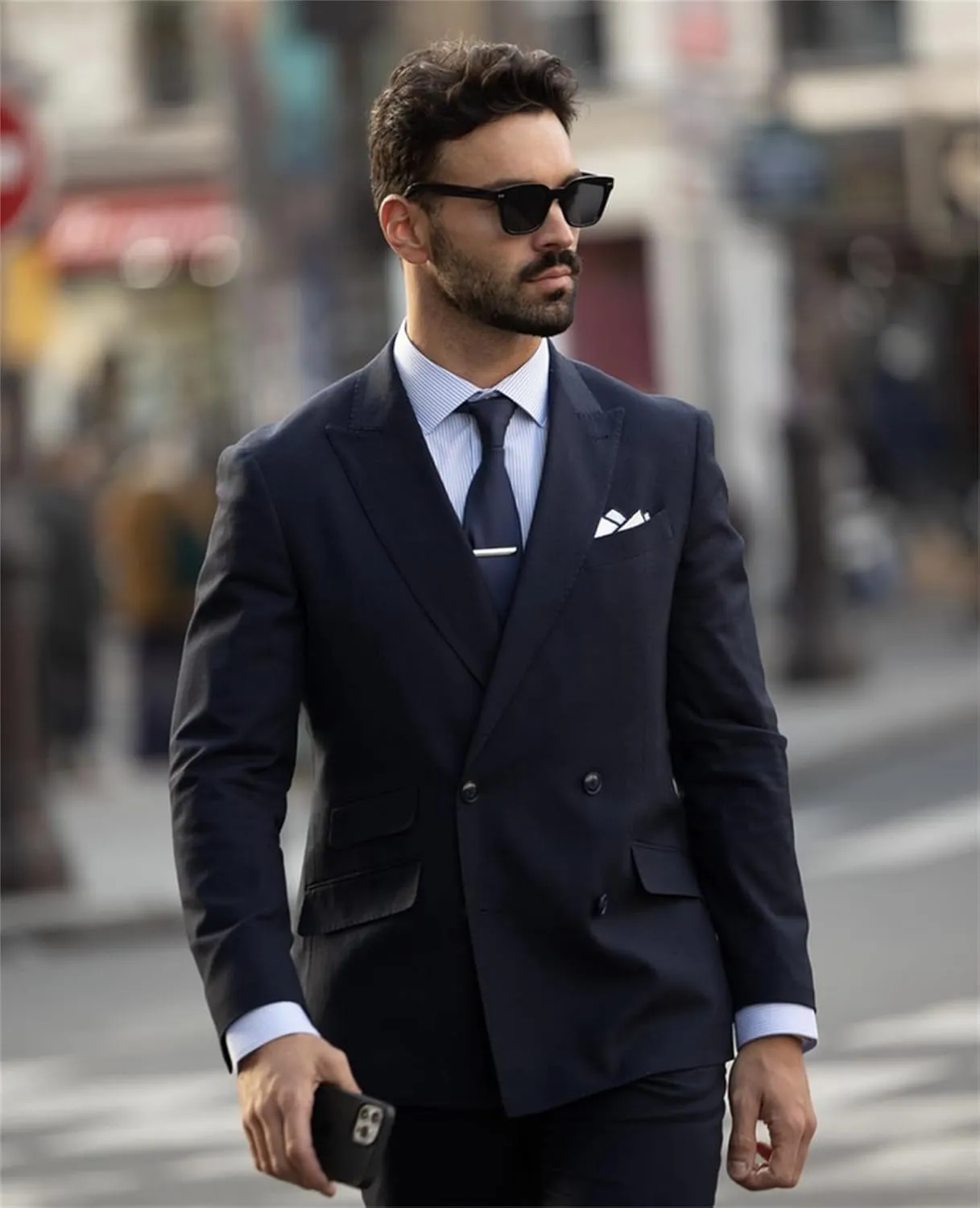 Mens Suit Slim Fit Double Breasted Suit for Men,2 Piece Suit Tuxedo Blazer Pants Suit Set for Wedding