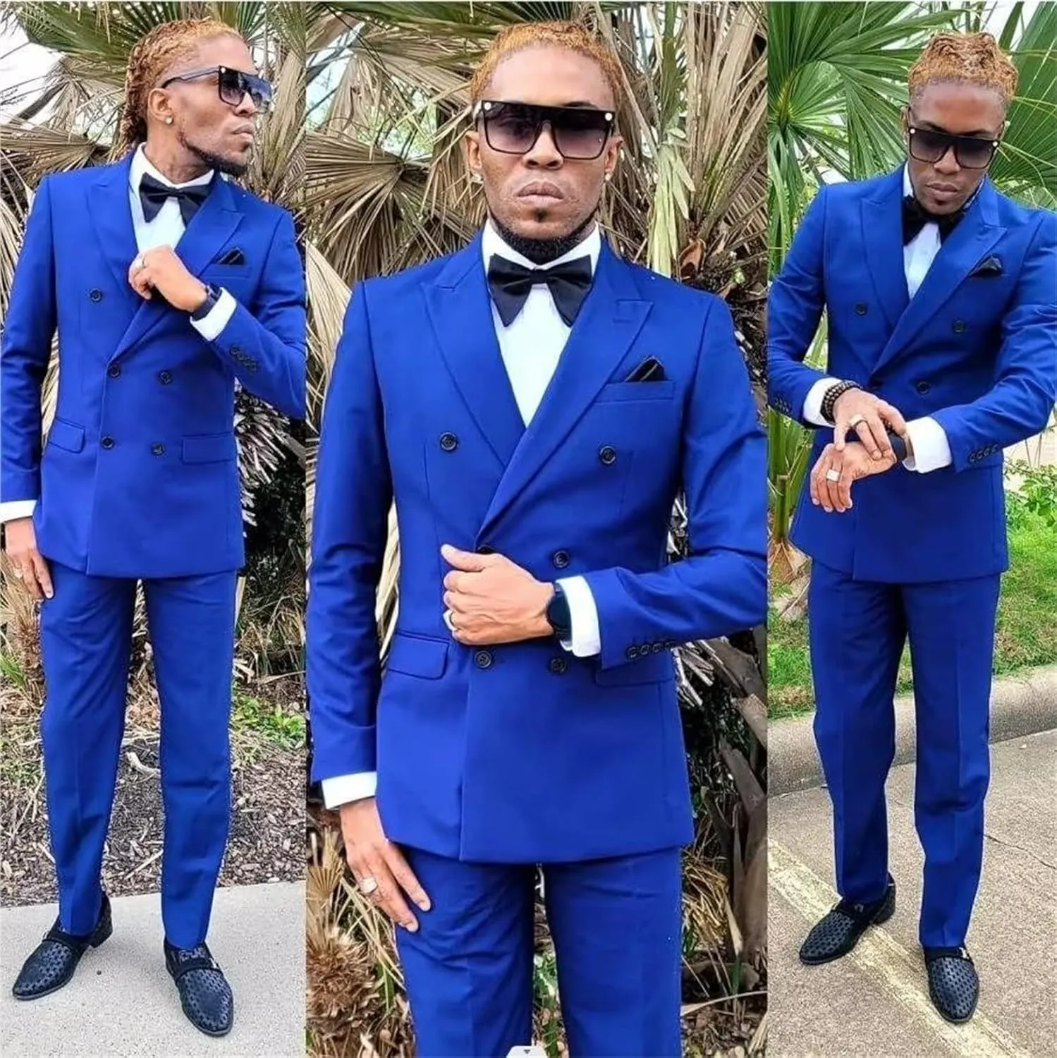 Mens Suit Slim Fit Double Breasted Suit for Men,2 Piece Suit Tuxedo Blazer Pants Suit Set for Wedding