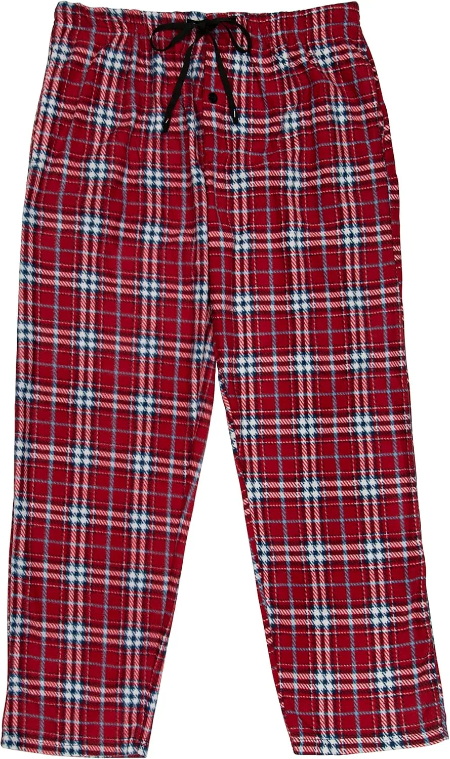Men's Super Soft Plaid Fleece Pajama Pants - Cozy Lounge Pants with Convenient Pockets