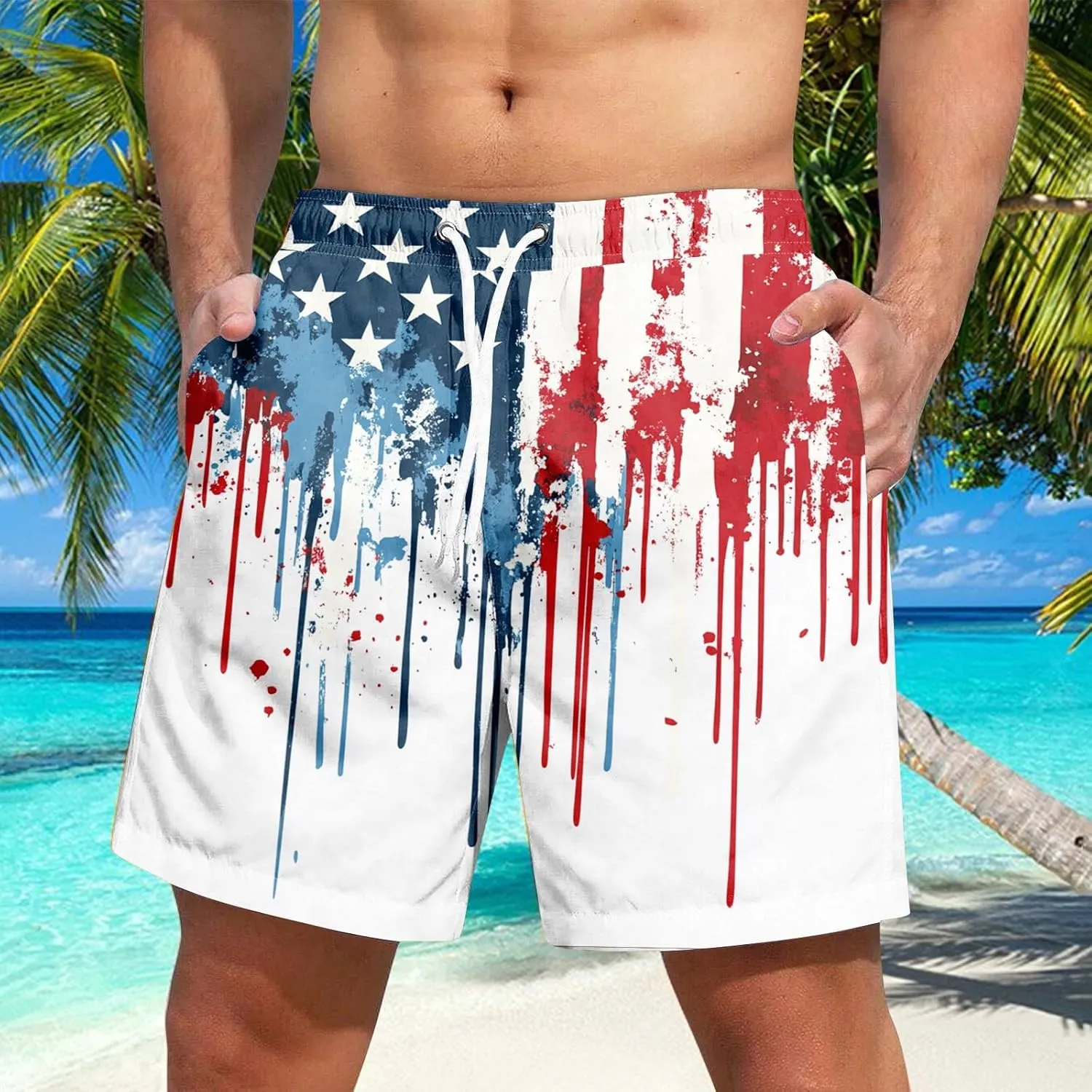 Mens Swim Trunks Quick Dry Beach Board Shorts with Mesh Lining Swimwear Bathing Suit