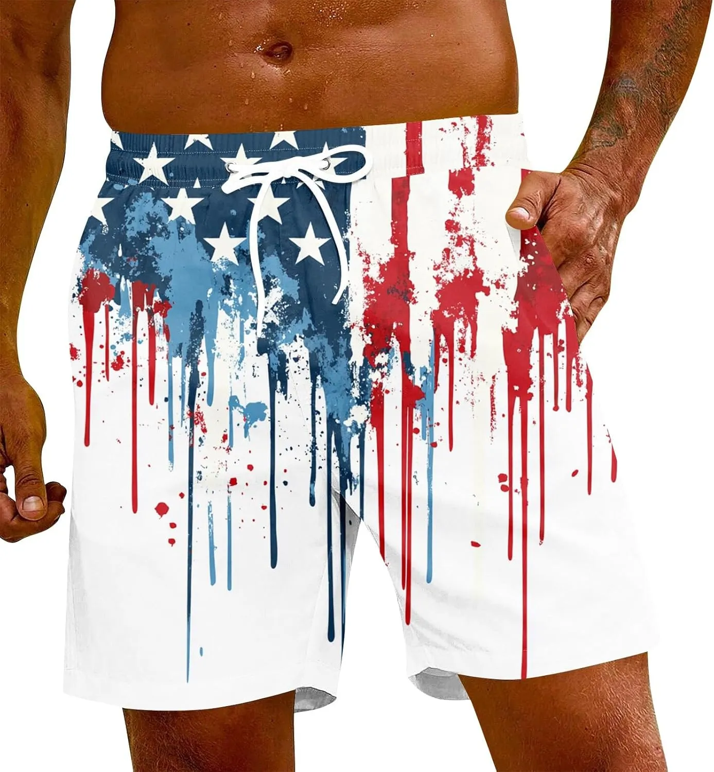 Mens Swim Trunks Quick Dry Beach Board Shorts with Mesh Lining Swimwear Bathing Suit