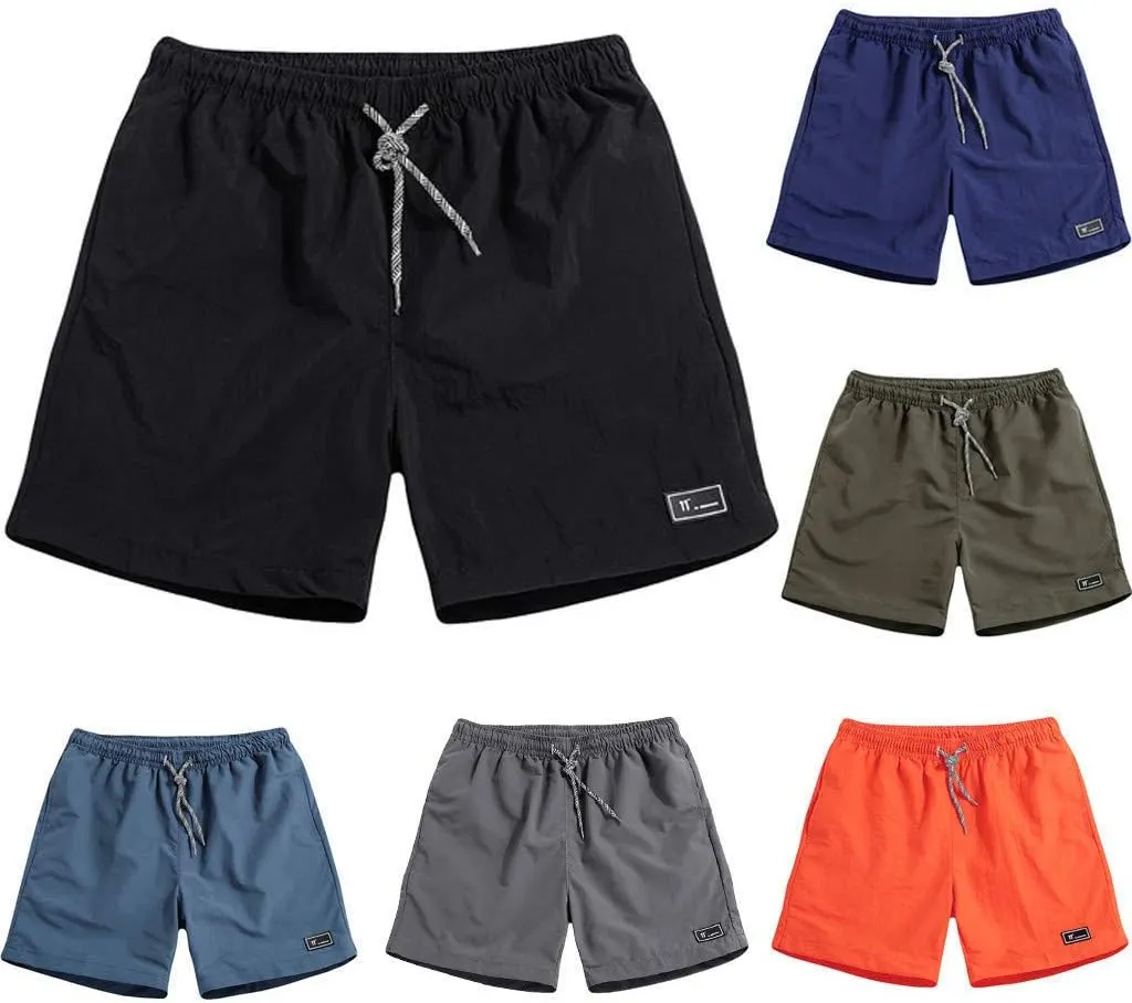 Mens Swimsuit Pant Printed Short Loose Tether Pocket Board Casual Pant Short Beach Fashion Men's 2 in 1 Bathing