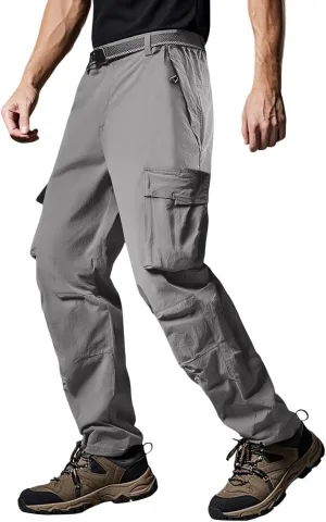 Mens Tactical Cargo Pants Loose Fit Stretch Casual Hiking Pants Lightweight Straight Leg Summer Athletic Joggers with Pockets
