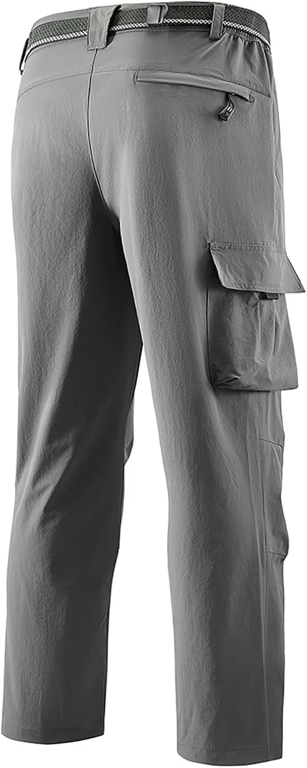 Mens Tactical Cargo Pants Loose Fit Stretch Casual Hiking Pants Lightweight Straight Leg Summer Athletic Joggers with Pockets