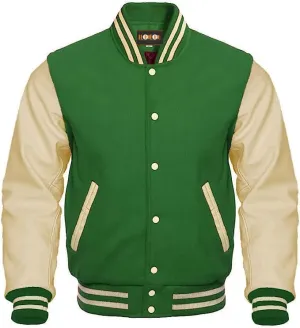 Men's Varsity Leather Sleeves Jacket Baseball Bomber Letterman Jackets