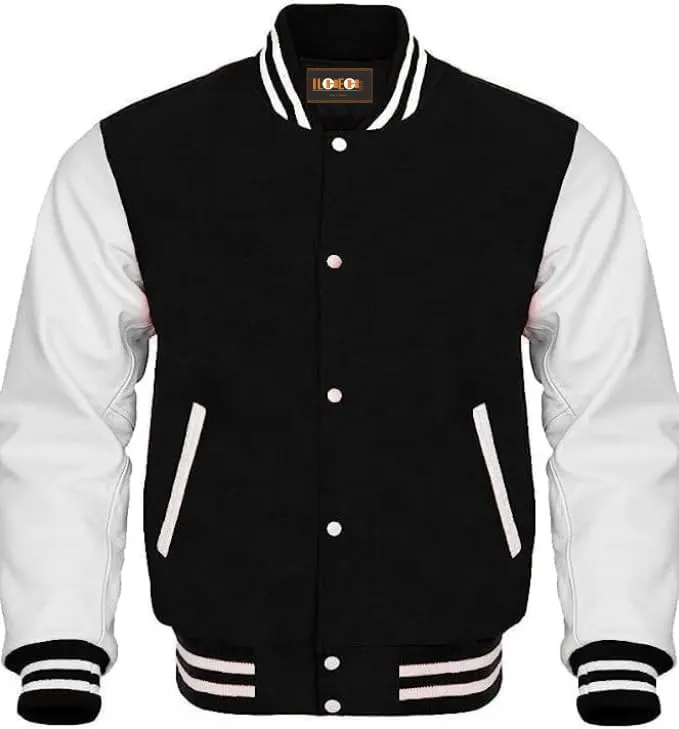 Men's Varsity Leather Sleeves Jacket Baseball Bomber Letterman Jackets