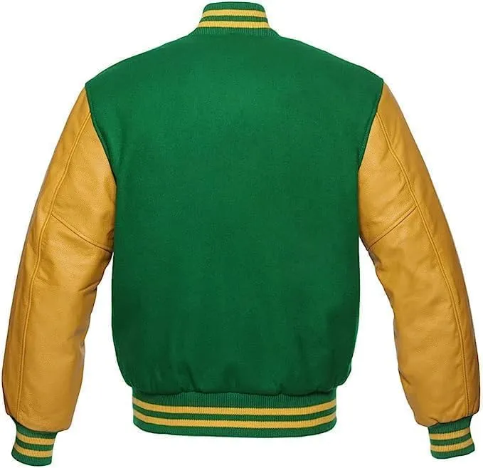 Men's Varsity Leather Sleeves Jacket Baseball Bomber Letterman Jackets