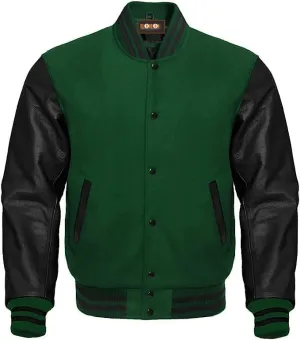 Men's Varsity Leather Sleeves Jacket Baseball Bomber Letterman Jackets