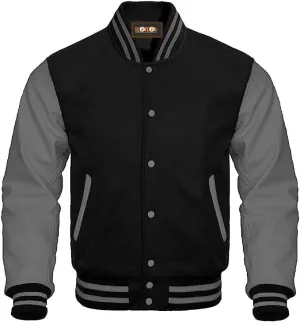 Men's Varsity Leather Sleeves Jacket Baseball Bomber Letterman Jackets