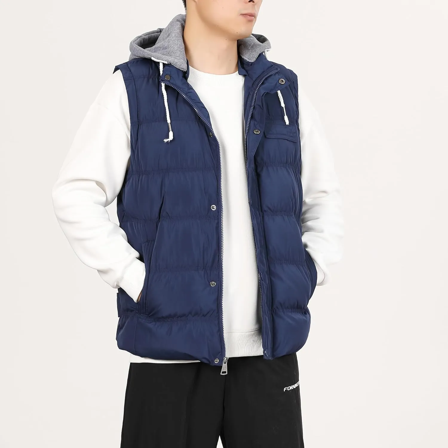 Men's Winter Puffer Vest, Sleeveless Jacket with Padded and Detachable Hood - Ideal Outerwear for Cold Weather
