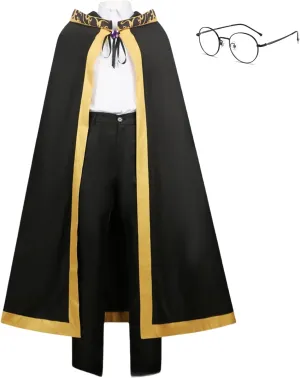 Mens Wistoria Cosplay Coat Anime Gemstone Serfort Cosplay Shirt Vintage Inspired Cloak with Glasses Halloween