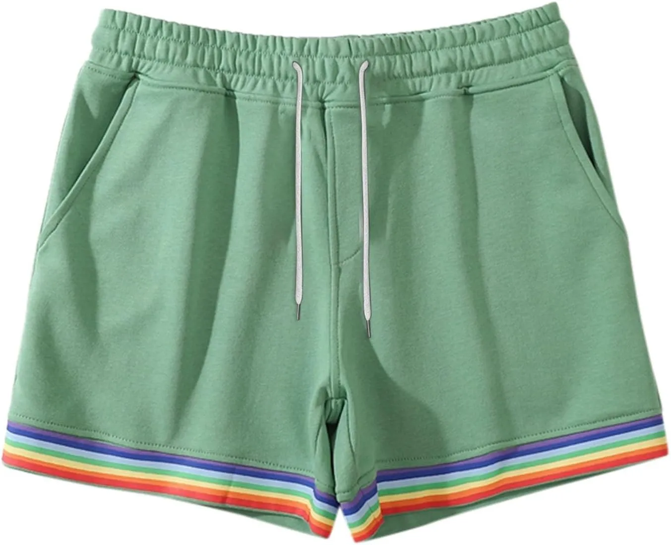 Mens Workout Shorts Rainbow Stripe Basketball Shorts 3 Inch Men Running Shorts Breathable with Pockets for Athletic Gym