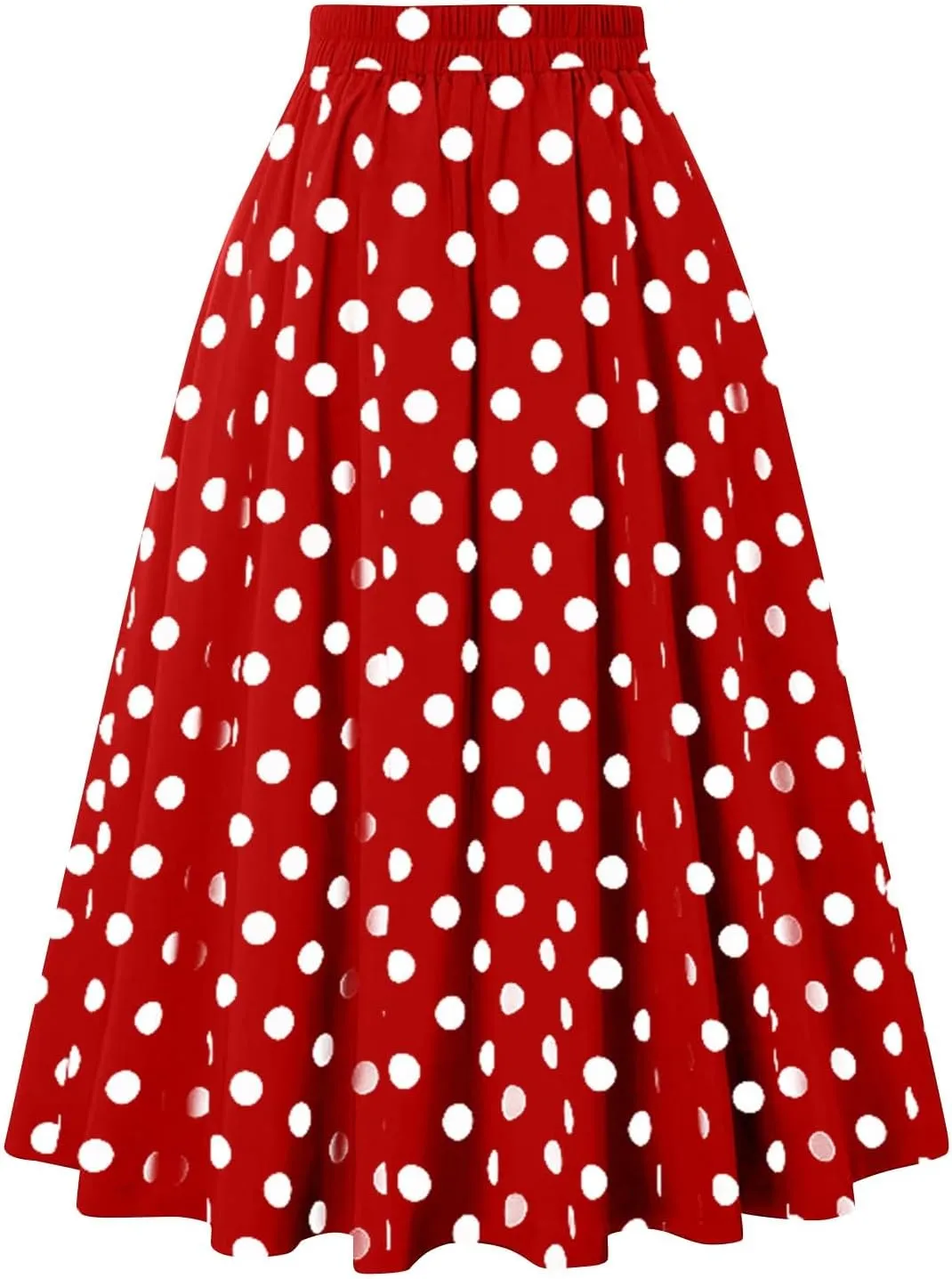 Midi Skirts for Women Elegant Vintage Button Elastic High Waisted Skirts Dressy Casual Pleated A Line Work Skirts