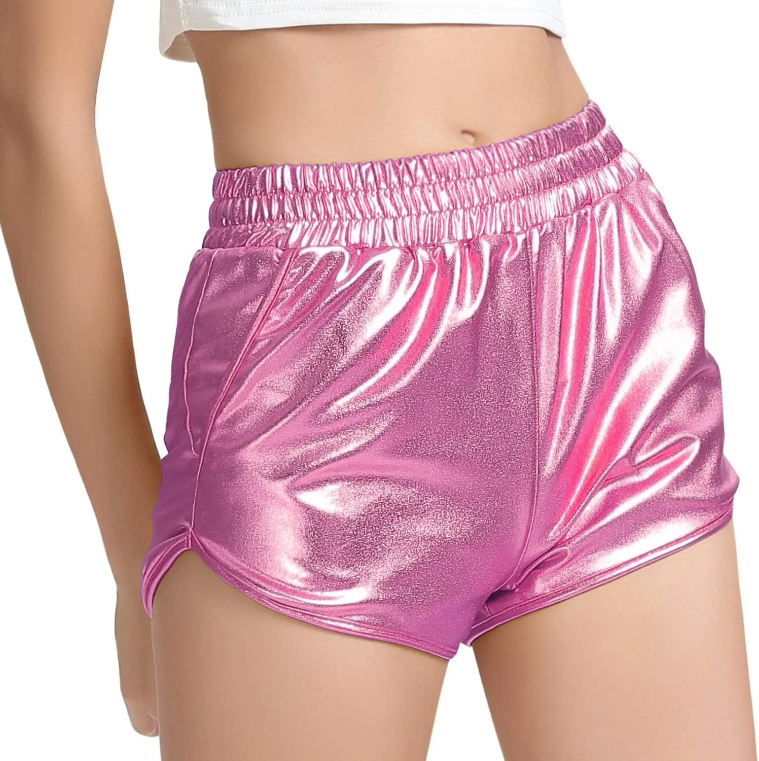 Mirawise Girls Metallic Shorts Shiny Hot Pants Sparkly Dance Outfits Short Pants