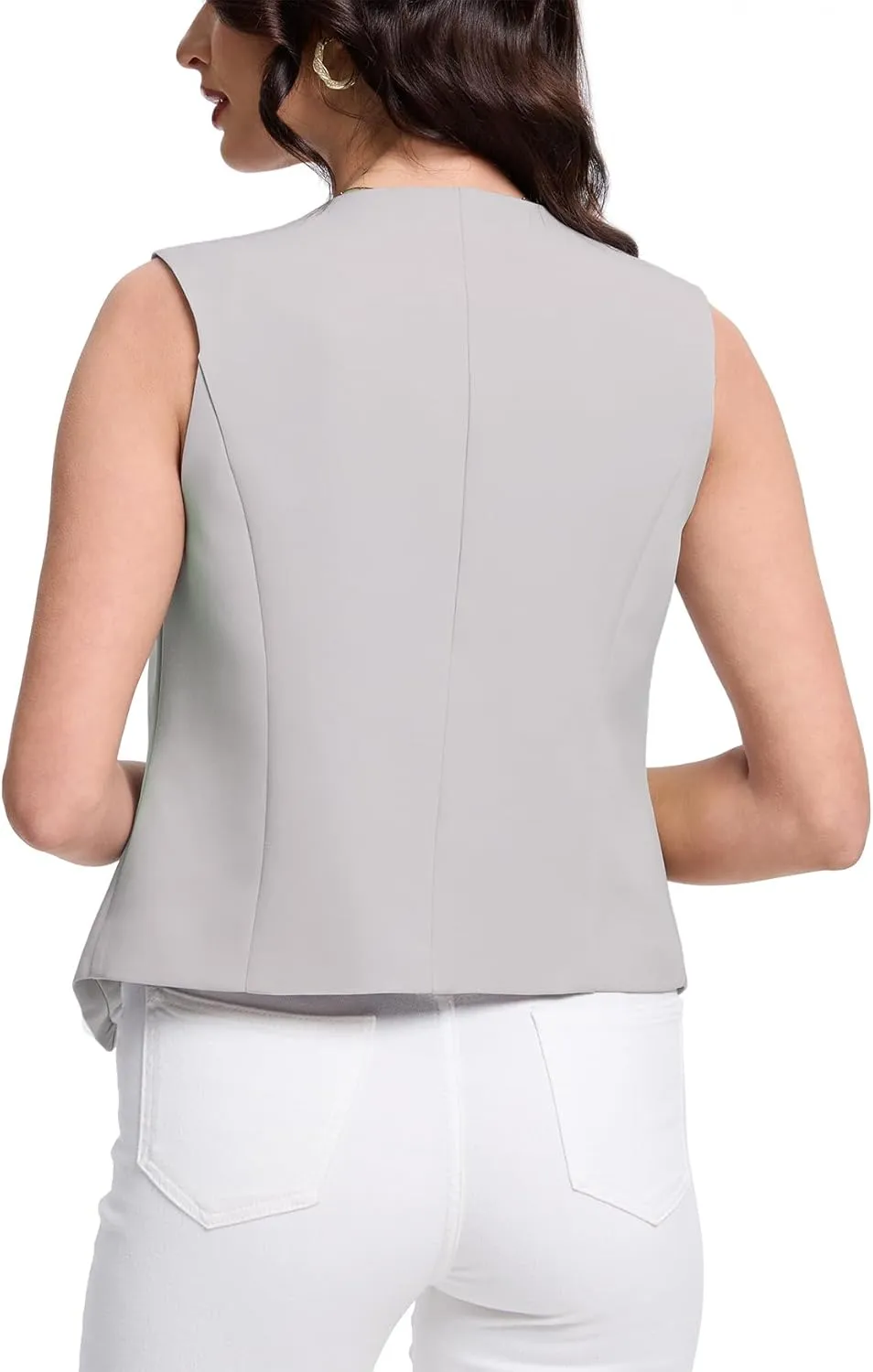 MISS MOLY Women's 2025 Trendy Blazer Vest Summer Sleeveless Outerwear Fully Lined Button Suit Waistcoat Vest