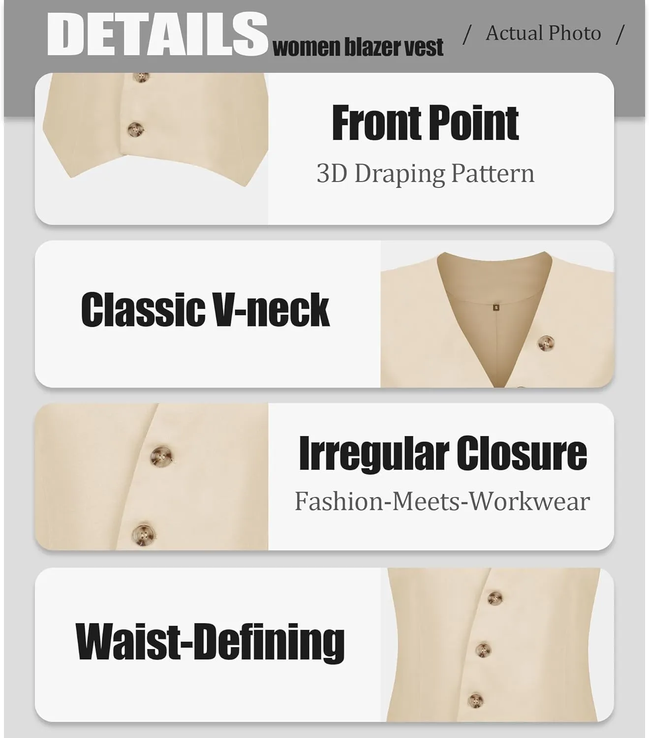 MISS MOLY Women's 2025 Trendy Blazer Vest Summer Sleeveless Outerwear Fully Lined Button Suit Waistcoat Vest