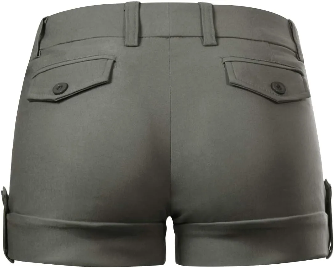 MixMatchy Women's Casual Body Enhancing Comfort Cuffed Shorts with Pockets