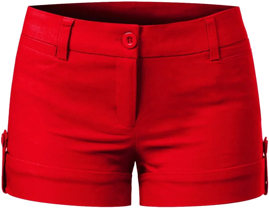 MixMatchy Women's Casual Body Enhancing Comfort Cuffed Shorts with Pockets
